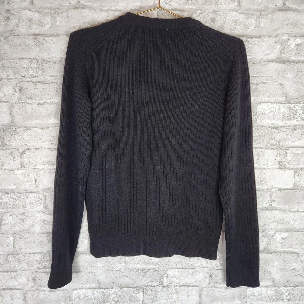Kenzo Sweater Tiger Head Ribbed Knit 100% Wool Designer Black L